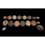 Victorian Scottish Pebble Bracelet with a Scottish Agate bracelet of similar shape and a moss Agate