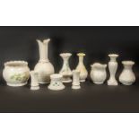 Collection of Belleek Irish Porcelain, comprising a large pot planter, an 11" long neck vase,