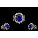 Leo Pizzo Signed Stunning and Exquisite 18ct White Gold Tanzanite and Diamond Set Cluster Ring with