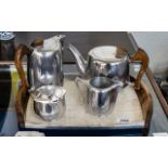 Picquot Ware Tea Set Deco Style aluminium and wood set, Tea Pot, Coffee Pot,