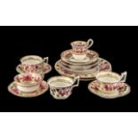 A Collection of 19thC Swansea Style and Associated Tea Ware all decorated with pink roses with gilt