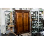 Double Cherry Wood Wardrobe modern French style, two opening doors with key,
