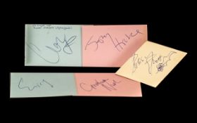 The Hollies Autographs on Pages - All Five on Pages - Allan Clarke, Eric, Graham, Nash, Bobby