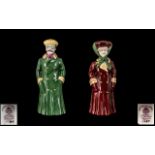 Royal Worcester Hand Painted Porcelain Pair of Ltd and Numbered Edition Figural Candle Snuffers '