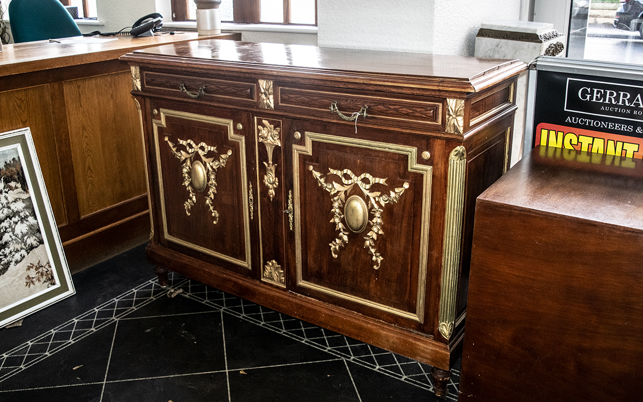 French Walnut Buffet Cabinet with two dr - Image 2 of 2