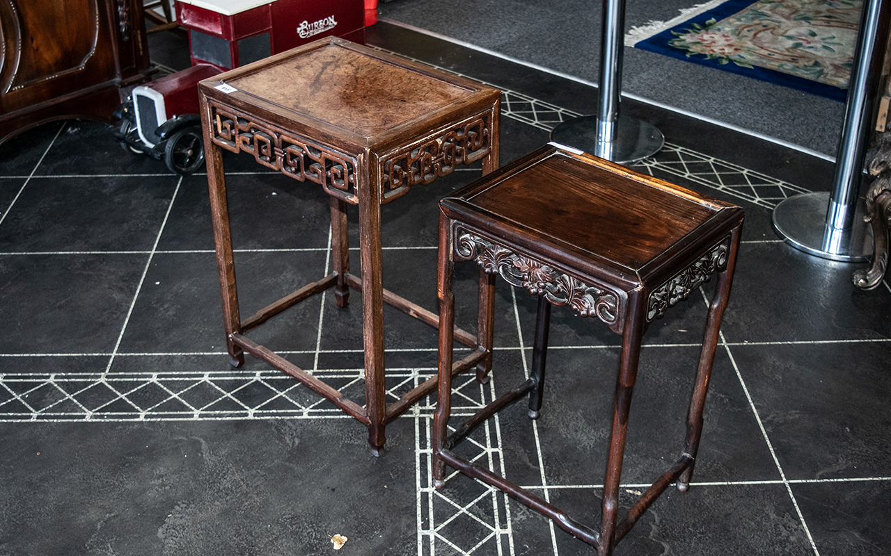 Two Chinese Antique Hardwood Side Tables - Image 2 of 2