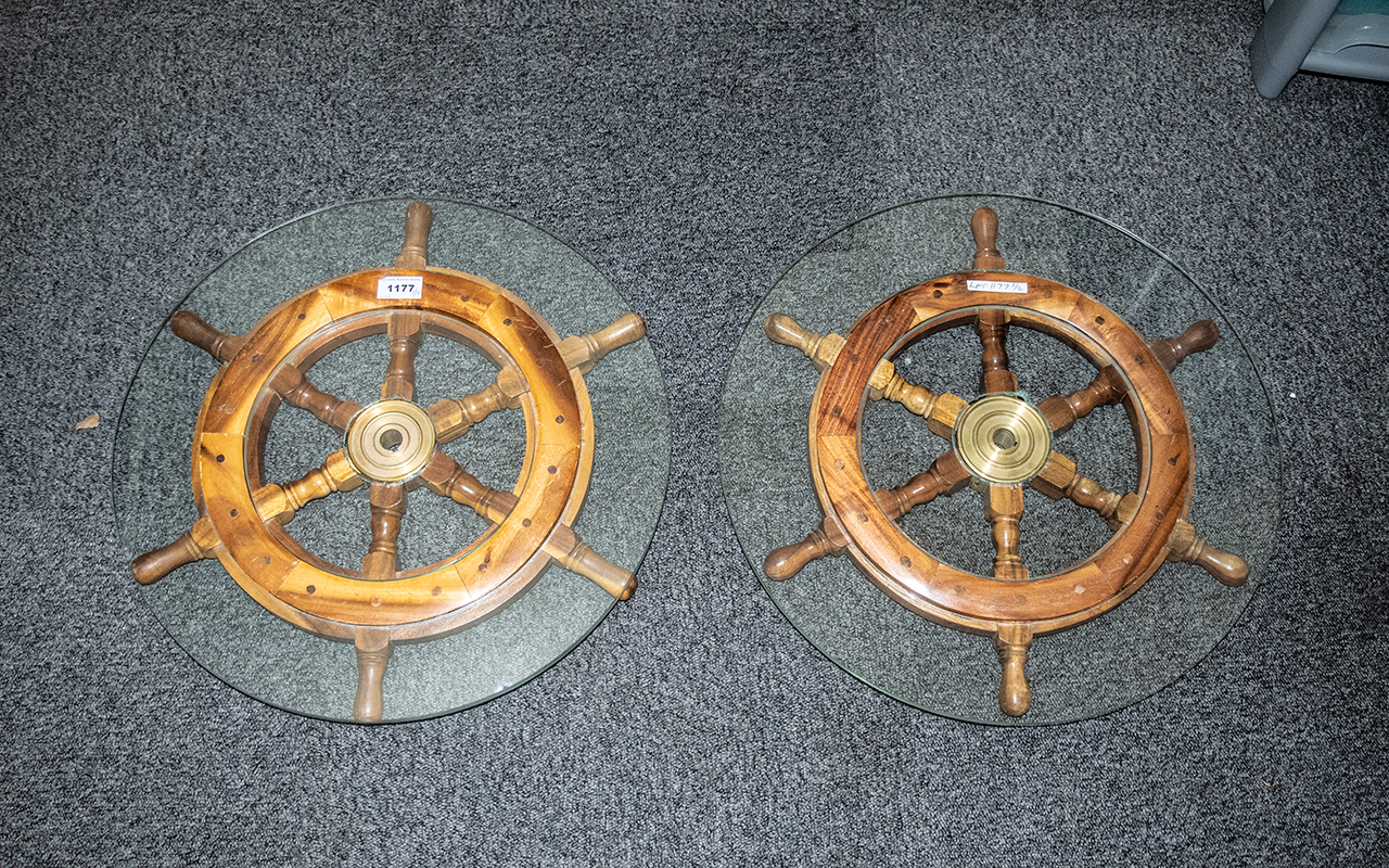 A Pair of Partly Converted Ships Wheel w