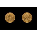George V 22ct Gold Full Sovereign - Date