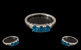 Neon Apatite and Diamond Ring, three ova