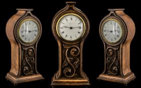 Art Nouveau Carved Oak Mantel Clock in a