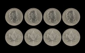 Canada - Maple Leaf Collection of ( 4 ) 5 Dollar Fine Silver One Oz Coins. Each .