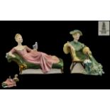 Royal Doulton Pair of Hand Painted Porcelain Figures ( 2 ) In Total. 1/ ' Repose ' HN2272.