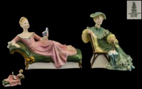 Royal Doulton Pair of Hand Painted Porcelain Figures ( 2 ) In Total. 1/ ' Repose ' HN2272.