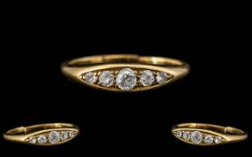 18ct Yellow Gold Attractive 5 Stone Diamond Set Ring marked 18ct.