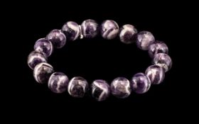 Banded Bi-Colour Amethyst Bracelet, The Natural Elements Being Purple and White,