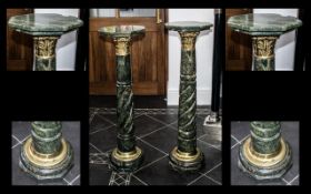 Pair of Reproduction Marble Verdigris Coloured Columns,