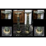 Pair of Reproduction Marble Verdigris Coloured Columns,