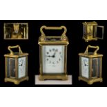 Goldsmiths and Silversmiths Company Signed Late 19th Century Brass Carriage Clock of Solid and