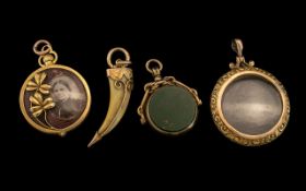 A Small Collection of Antique Period 9ct Gold Items - All Marked for 9ct.