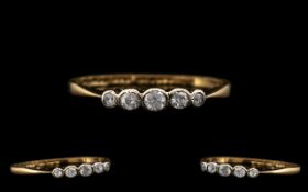 18ct Antique Five Stone Diamond Set Ring. Diamonds of good colour and sparkle. Please see images.