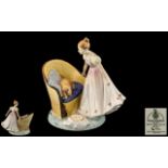 Royal Doulton Hand Painted Porcelain Figure ' Beat You To It ' Pink, Gold and Blue. HN2871.
