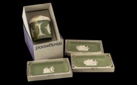 Wedgwood Sage Green Jasper Four Pieces, comprising three oblong Sweet Dishes,