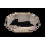 Art Deco Style Silver Plated Salver, Of Square Form With Shaped Canted Corners, Moulded Edge.