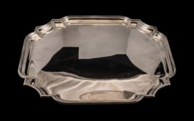 Art Deco Style Silver Plated Salver, Of Square Form With Shaped Canted Corners, Moulded Edge.