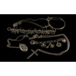 Mixed Lot of Silver Jewellery, a silver chain bracelet with hanging beads,