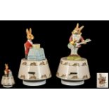 Royal Doulton - Happy Birthday Bunnykins Rotating Music Box with Bunnykins Happy Birthday Figure to