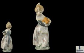 Lladro - Hand Painted Porcelain Figure ' Valencian Girl ' Model 4841. Issued 1973 - Retired.