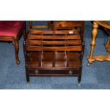 Reproduction Regency Style Mahogany Canterbury Magazine Stand, fitted with a drawer,