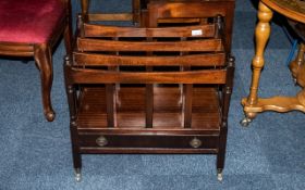 Reproduction Regency Style Mahogany Canterbury Magazine Stand, fitted with a drawer,