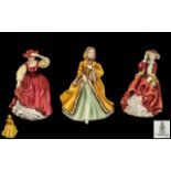 Royal Doulton Fine Trio of Hand Painted Porcelain Figures ( 3 ) In Total.