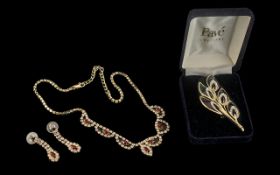 Vintage Pave Necklace & Earring Set, in original box (damaged),