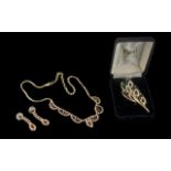 Vintage Pave Necklace & Earring Set, in original box (damaged),