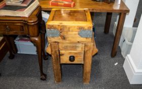 Small Sized Butcher's Block, refinished on a pine base with a drawer,