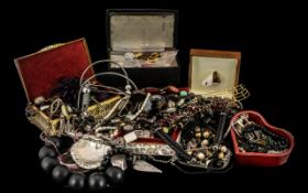 Large Collection of Vintage Costume Jewellery, comprising brooches, necklaces, pendants, beads,