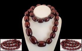 Amber / Bakelite Cherry Necklace Of Good Proportion And Excellent Colour. Length 32 Inches.