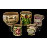 Five Various Pottery Items comprising small Wemyss jug, Wemyss spill vase,