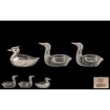 Silver Duck Table Salt Holder, stamped 800 Silver, measures 2.5'' wide x 2'' high, with a pair of
