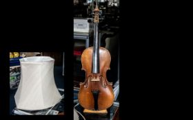 A Contemporary Table Lamp in the form of an Adapted Violin with shade.