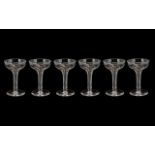 Set Of Six Early 20thC Hollow Stem Champagne Glasses.