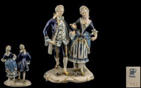 Ludwigsburg of Wurttenberg Blue and White Hand Painted Porcelain Figure Group. c.1930's.
