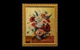 Oil Painting by William Palmer (early 20th Century), oil on canvas depicting flowers including