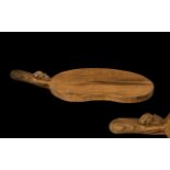 Wonderful Robert Thompson Kilburn Mouseman Kidney Shape Adzed Solid Oak Cheese board with Signature