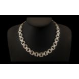 Attractive 1950s Solid & Heavy Sterling Silver Necklace in a railway track design.