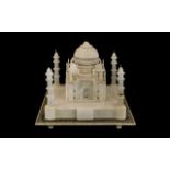 Alabaster Carved Model of the Taj Mahal with delicate carving and hand painting.