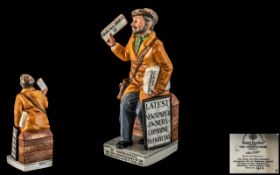 Royal Doulton Ltd and Numbered Edition Hand Painted Porcelain Figure ' The News Vendor ' Gold and