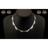 Hans Hansen for Georg Jensen Silver Peak Necklace, London 1956. Length 15¼ Inches, Fully Hallmarked.